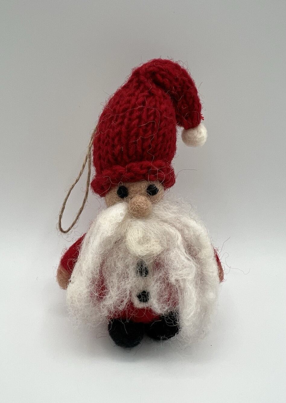 Pottery Barn Red Santa w White Beard Felt Ornament 5” Christmas Decor